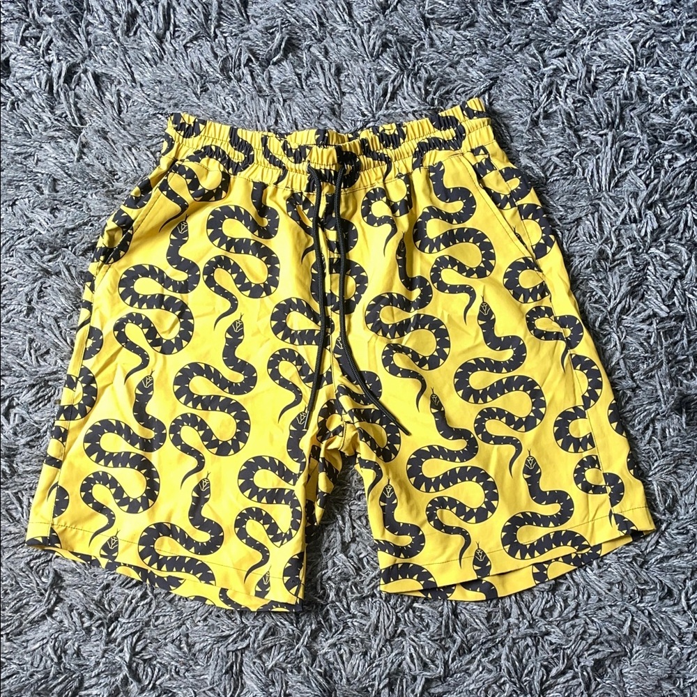 Fashion nova Men Yellow Snake Print Shorts trunk swimwear
